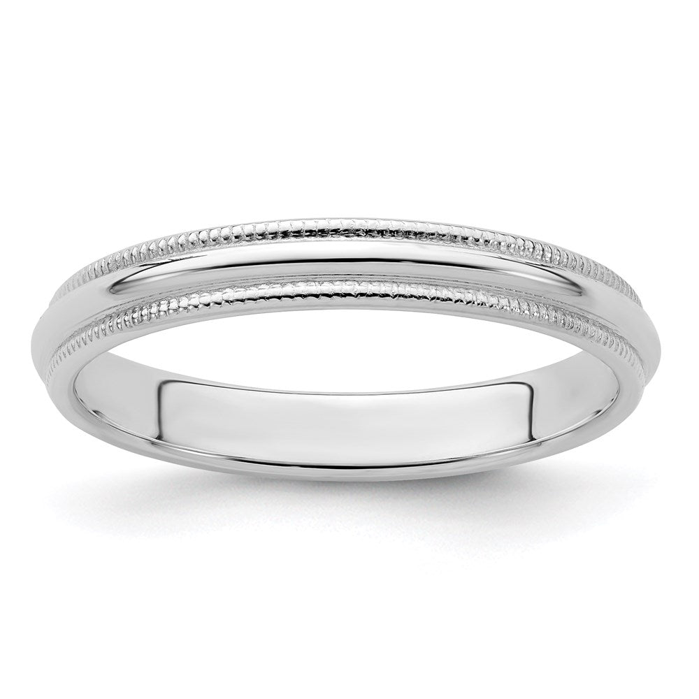 Sterling Silver 3mm Half Round Milgrain Size 9.5 Band
