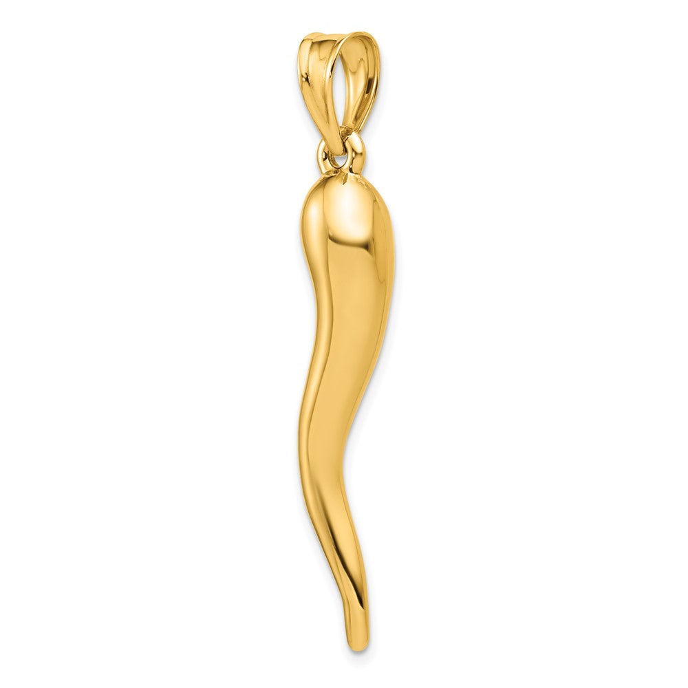 10K 40mm Hollow Italian Horn Pendant with Bigger Bail