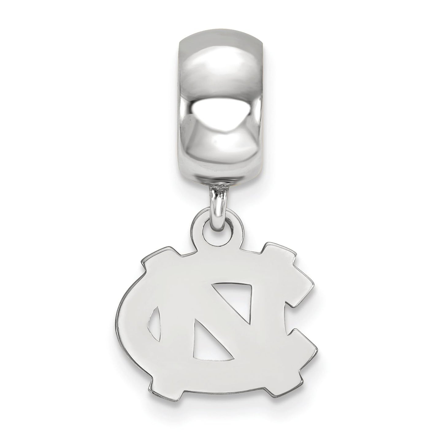 Sterling Silver Rhodium-plated LogoArt University of North Carolina N-C Extra Small Dangle Bead Charm