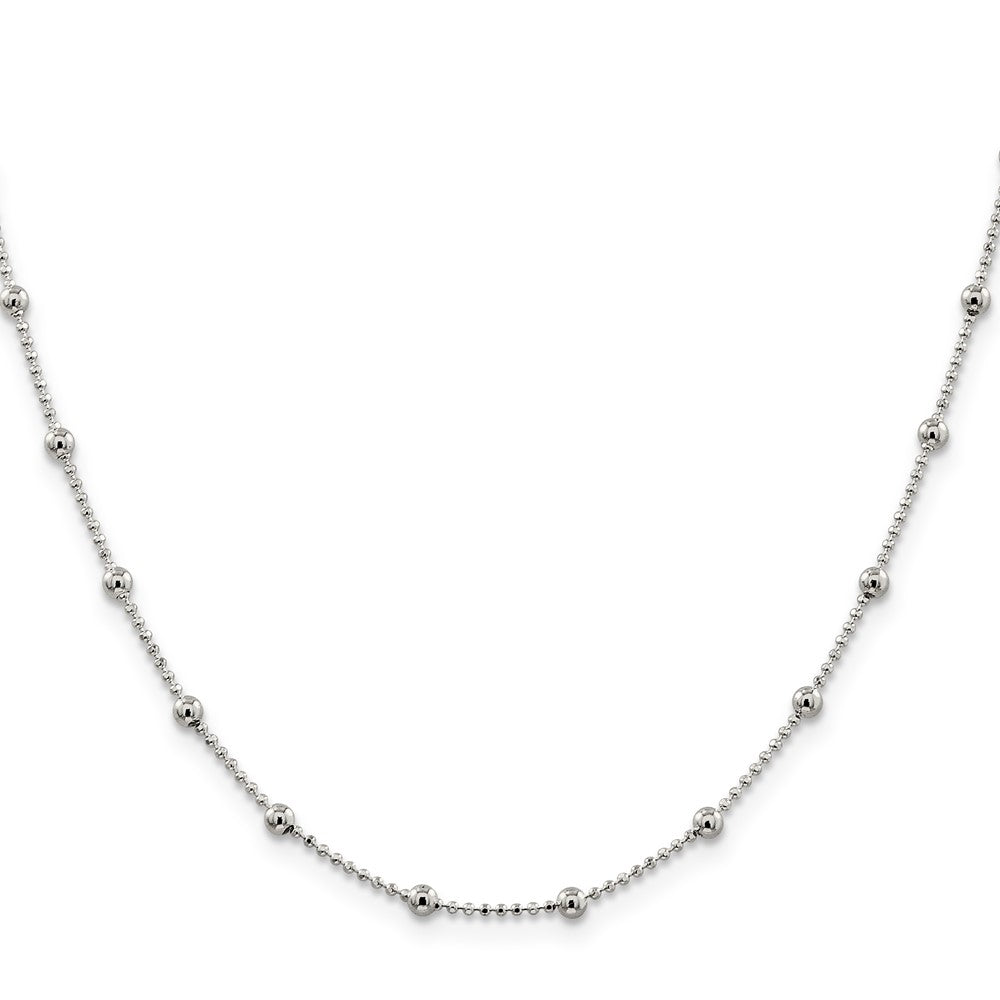 Sterling Silver 1.15mm Diamond-cut Fancy Beaded Chain 24 Inches