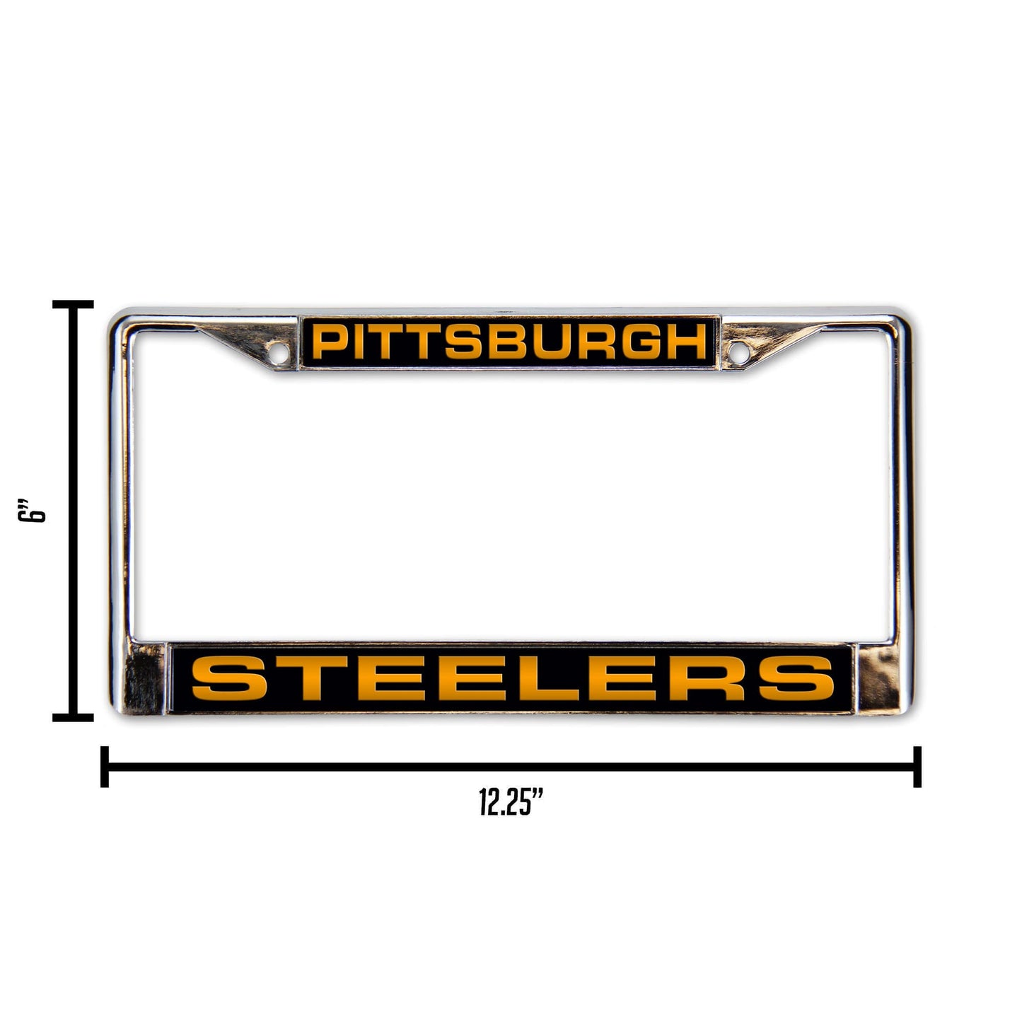 NFL Pittsburgh Steelers Black Bkg Laser Chrome Acrylic License Plate Frame QGC7095