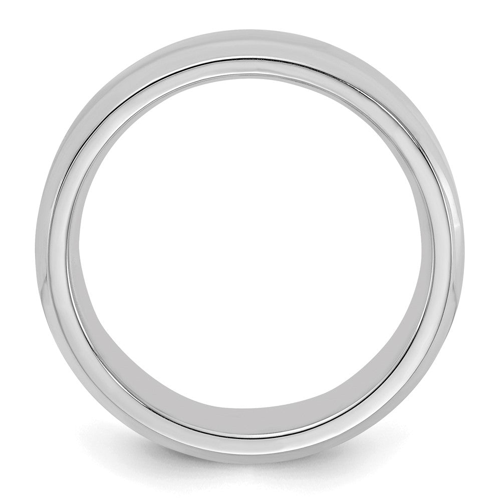 Sterling Silver Rhodium-plated 6mm Bevel Edge Size 7 Band