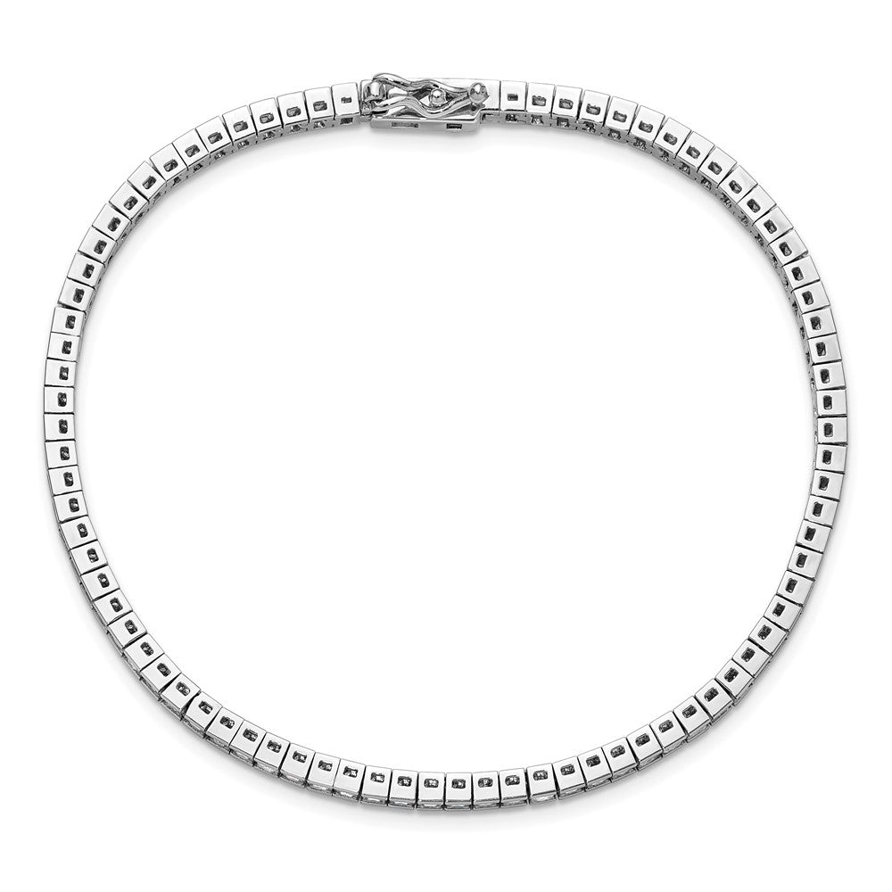 Sterling Shimmer Sterling Silver Rhodium-plated Square 3mm x 3mm CZ 86 Stone 8 inch Bracelet 8 inches