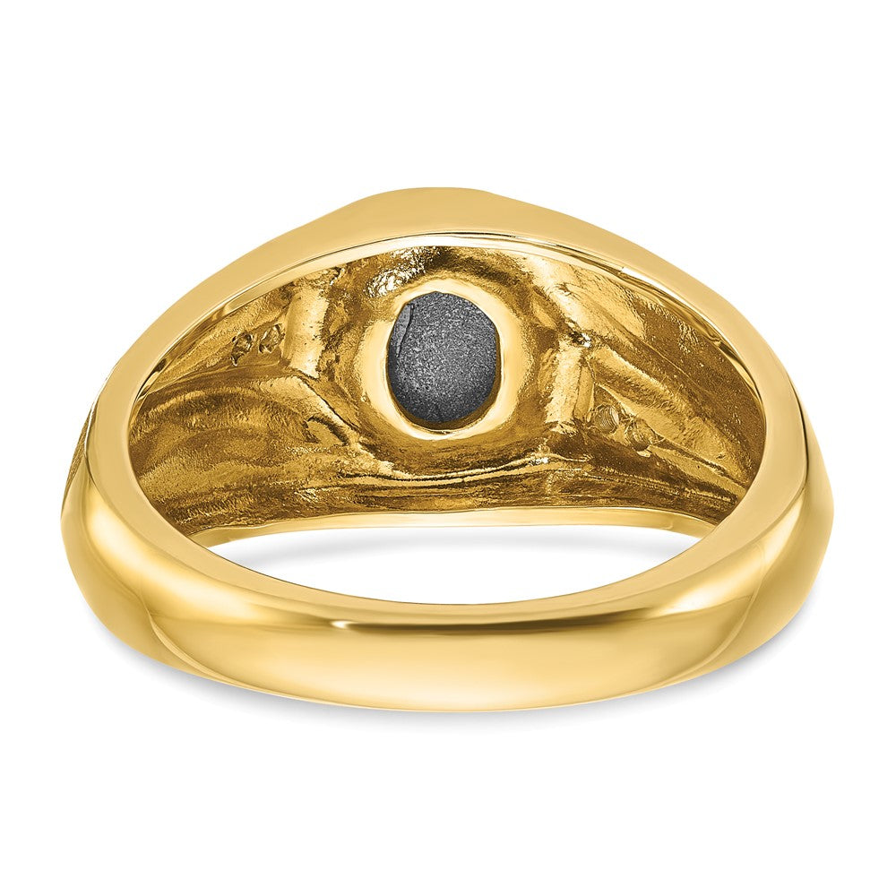 10k IBGoodman Men's Satin Black Star Sapphire and Diamond Complete Ring