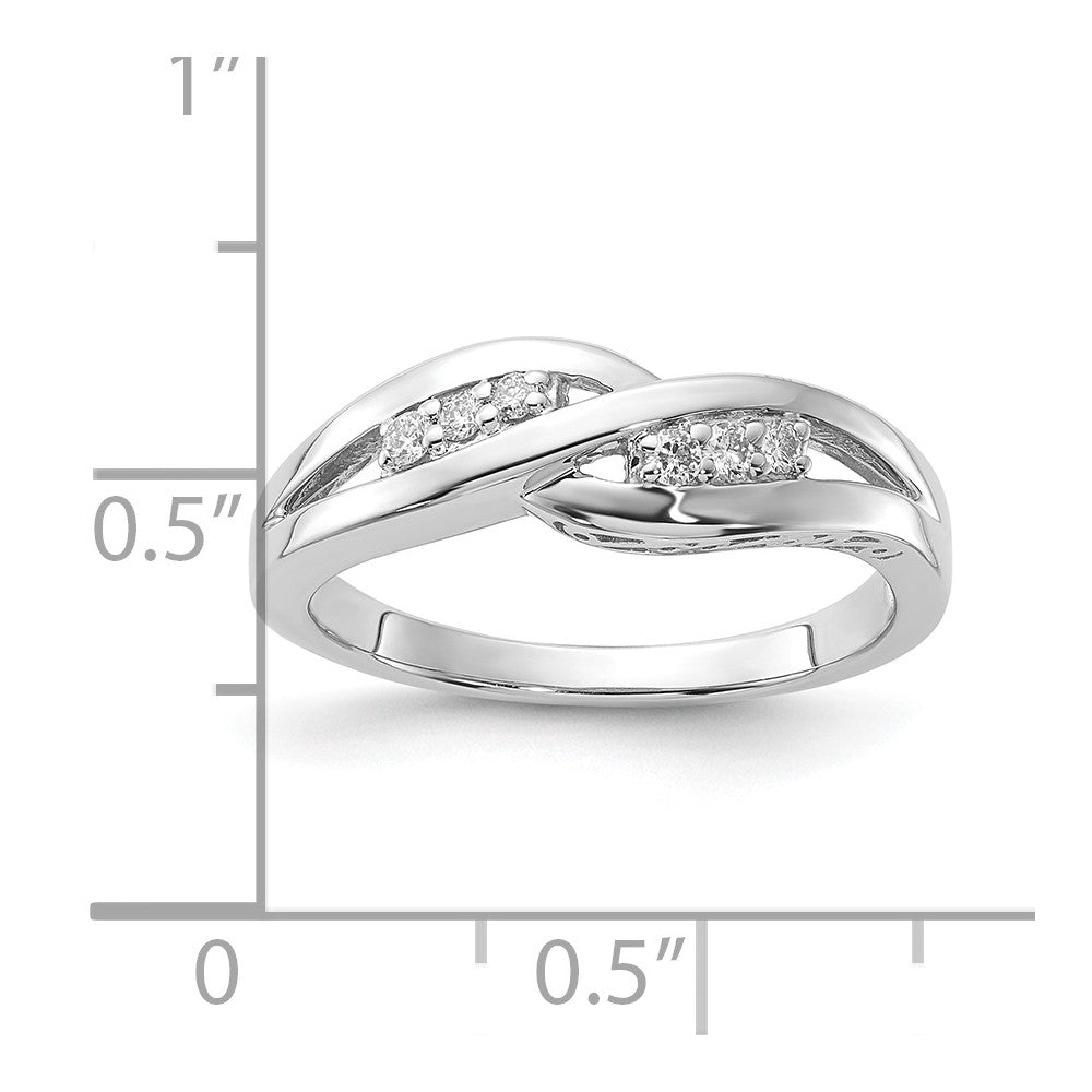 Sterling Silver Polished Twisted Diamond Ring