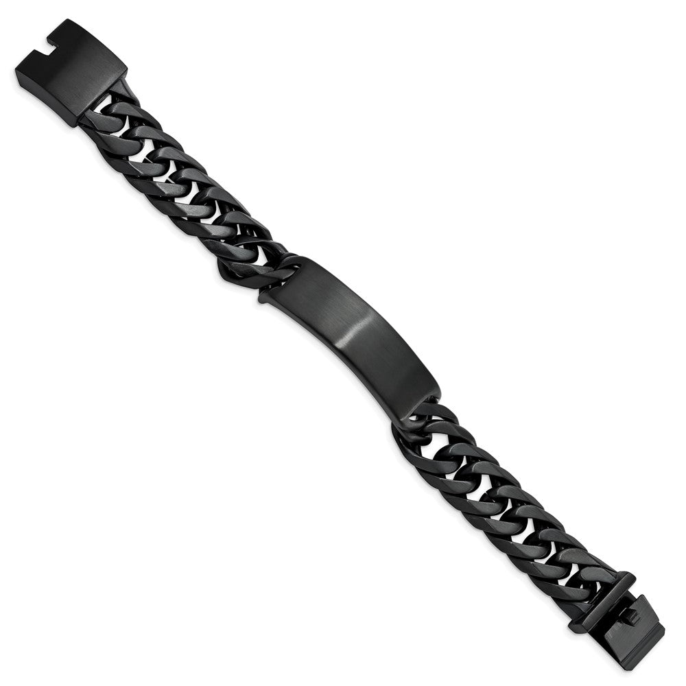 Stainless Steel Brushed Black IP-plated 9in ID Bracelet 9 inches