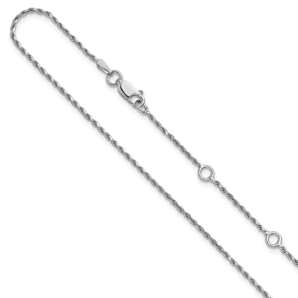 Sterling Silver RH-plt 1.4mm D/C Rope 1in+1in Adjustable Chain