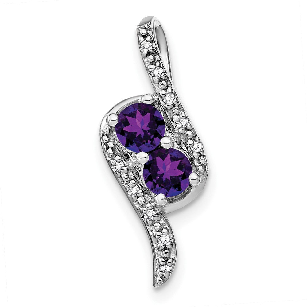 14k White Gold Amethyst and Diamond Chain Slide