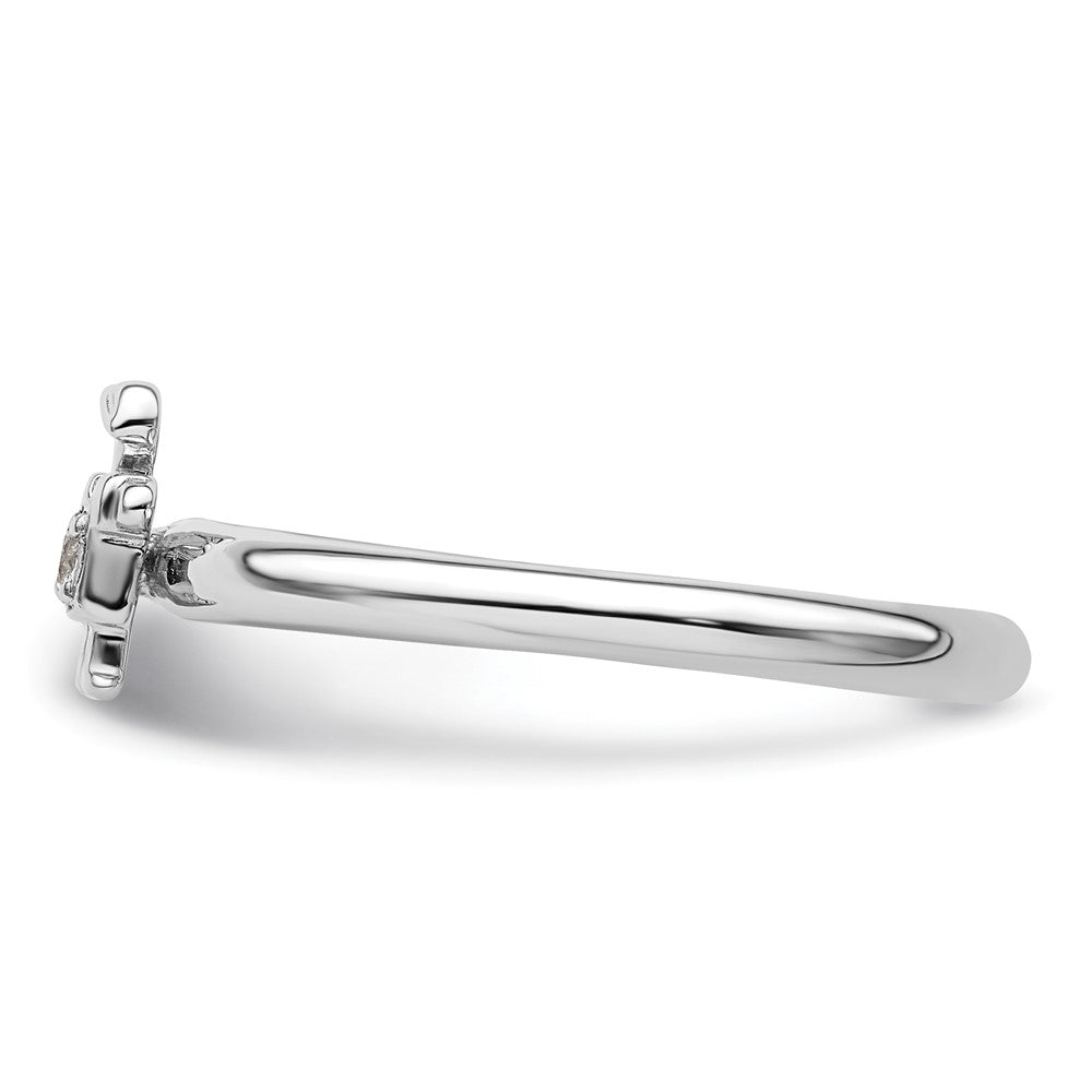 Sterling Silver Stackable Expressions Rhodium White Topaz Boy Ring