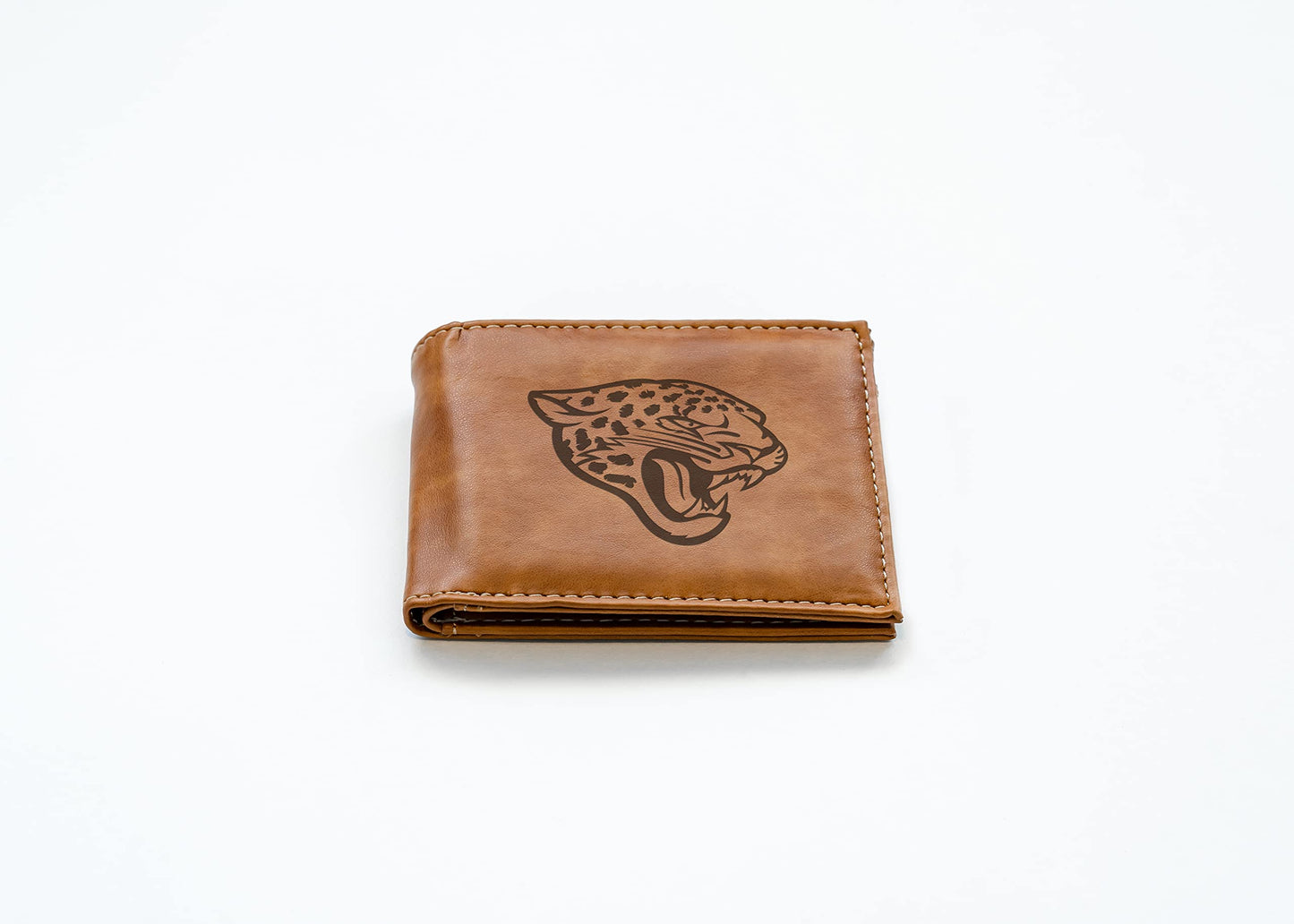Rico Industries Football Jacksonville  Brown Laser Engraved Bill-fold Wallet - Slim Design - Great Gift