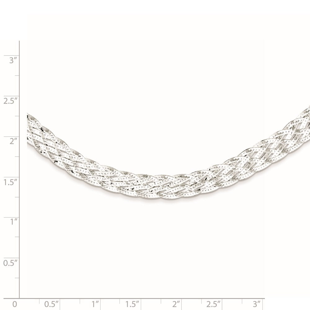 Sterling Silver 6.75mm Braided Fancy Necklace 18 Inches