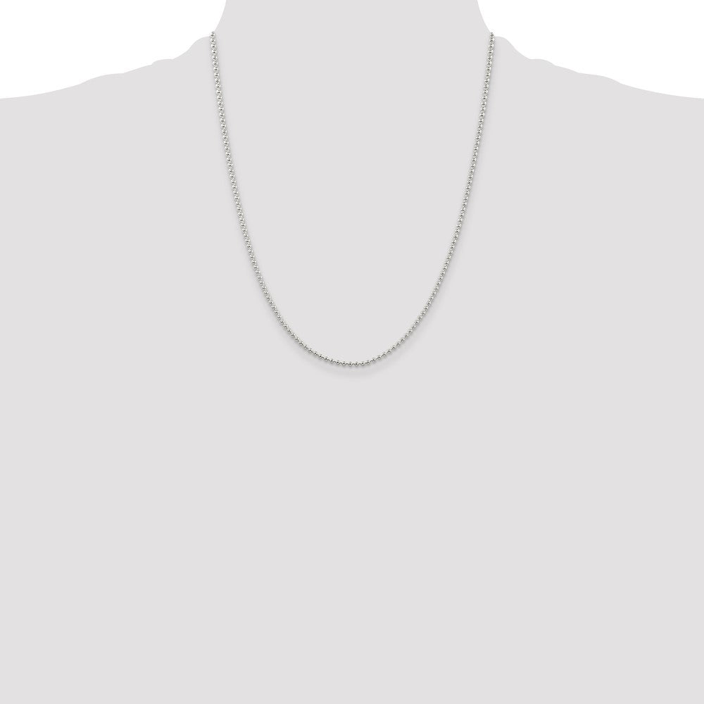 Sterling Silver 2mm Beaded Chain 22 Inches