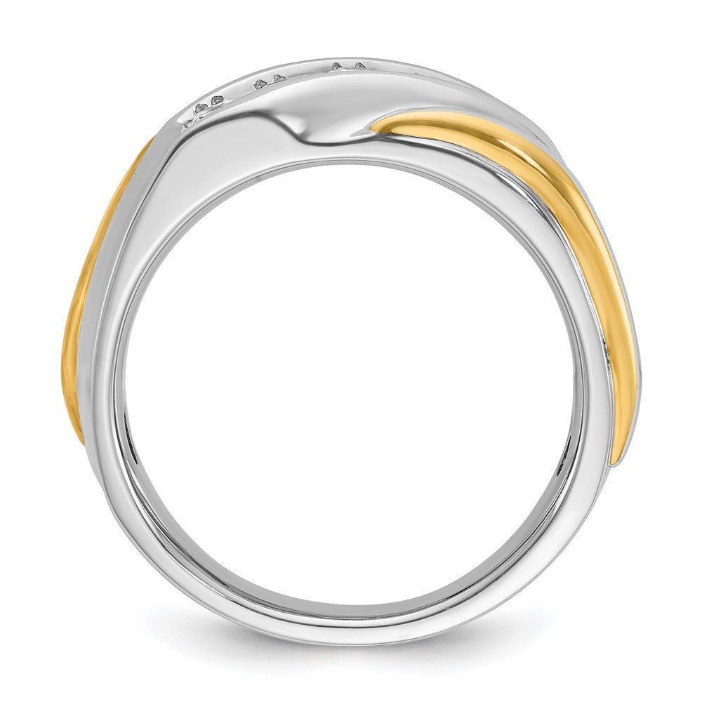IBGoodman 14k Two-tone Men's Polished and Grooved 5-Stone 1/2 Carat AA Quality Diamond Ring
