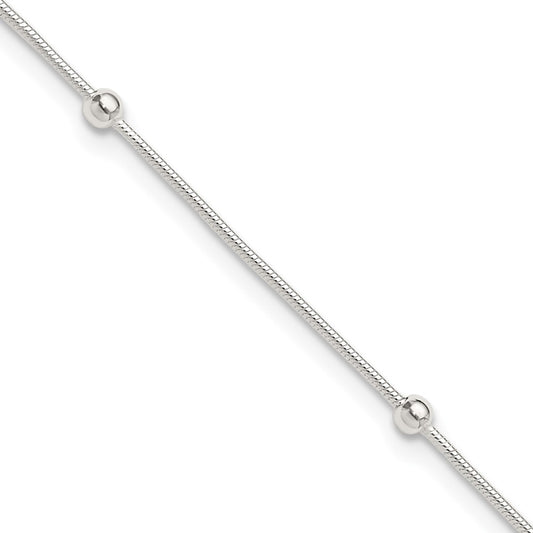 Sterling Silver 9in Plus1.5 in ext Polished Anklet 9 inches