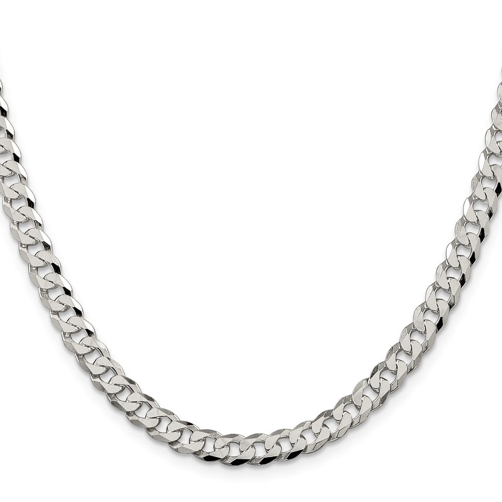 Sterling Silver 6mm Beveled Curb Chain 26 Inches