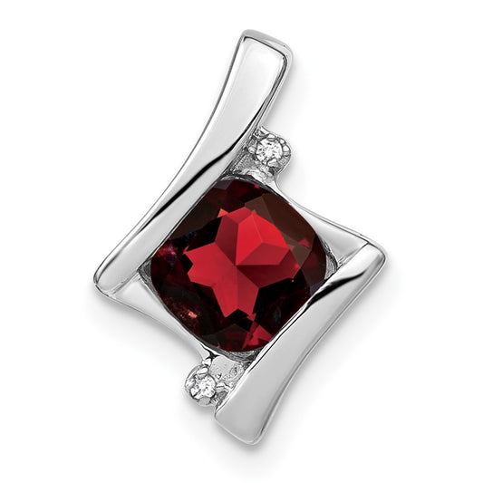 14k White Gold Garnet and Diamond Pendant