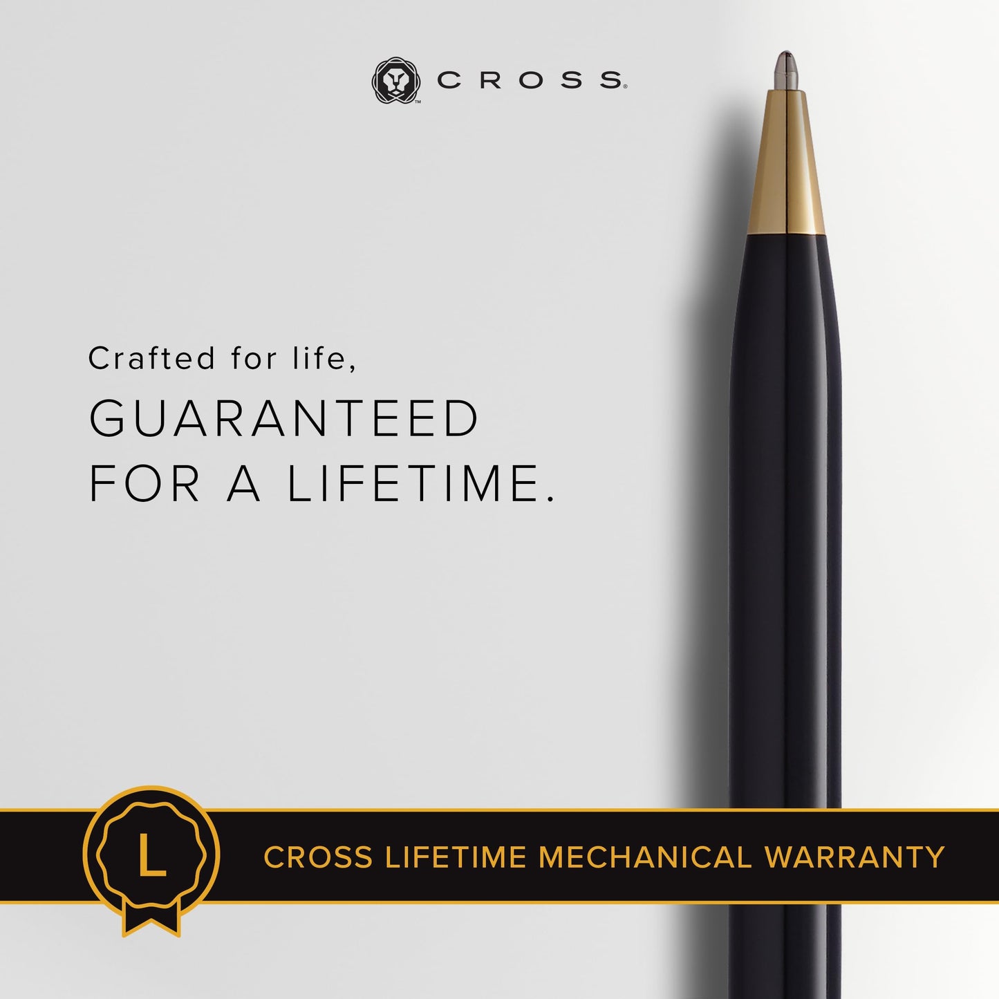 Cross Century II Ballpoint Pen, Black Lacquer with 23KT Gold-Plated Appointments