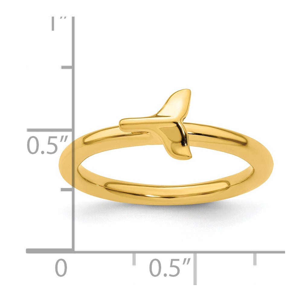 Sterling Silver Stackable Expressions Gold-plated Polished Whale Tail Ring
