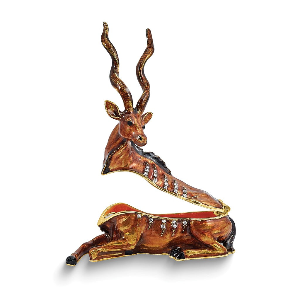 Luxury Giftware by Jere Bejeweled ANNY Antelope Trinket Box with Matching 18 inch Necklace