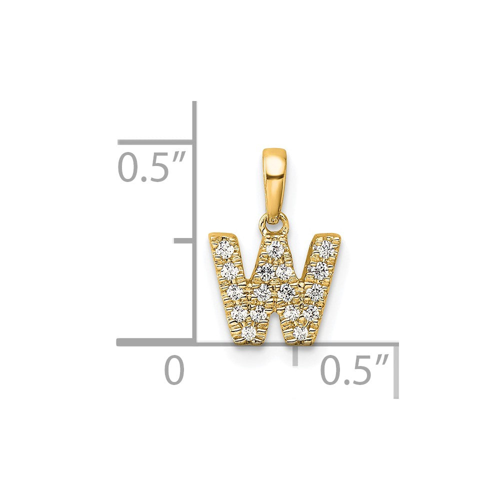 14K  Diamond Letter W Initial with Bail Pendant