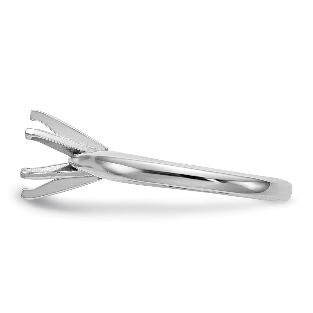 14k White Gold 1 carat Medium-Weight High Shoulder Airline Half-Round 6-Prong Round Solitaire Ring Mounting