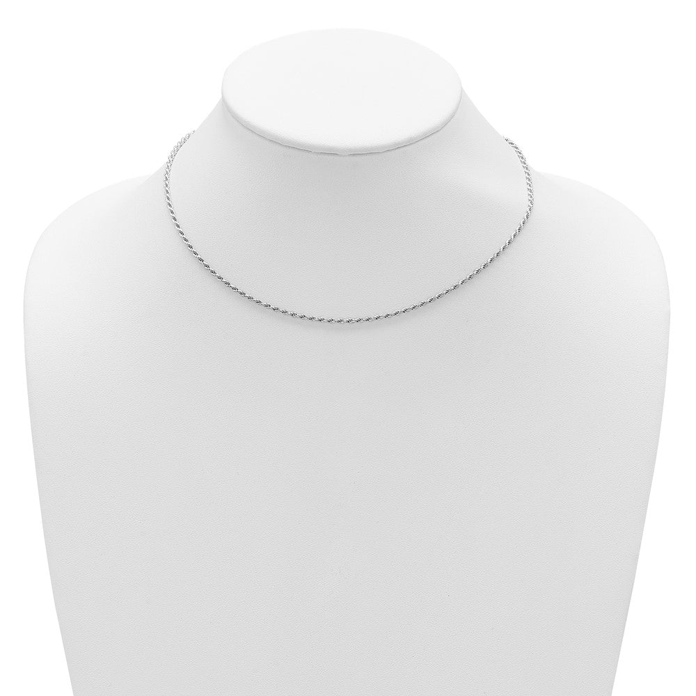Sterling Silver RH-plt 2mm D/C Rope 1in+1in Adjustable Chain