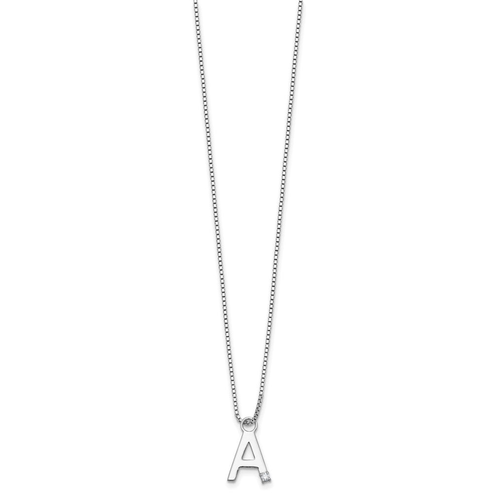White Ice Sterling Silver Rhodium-plated 18 inch Diamond Letter A Initial Necklace plus 2 inch Extender 18 Inches