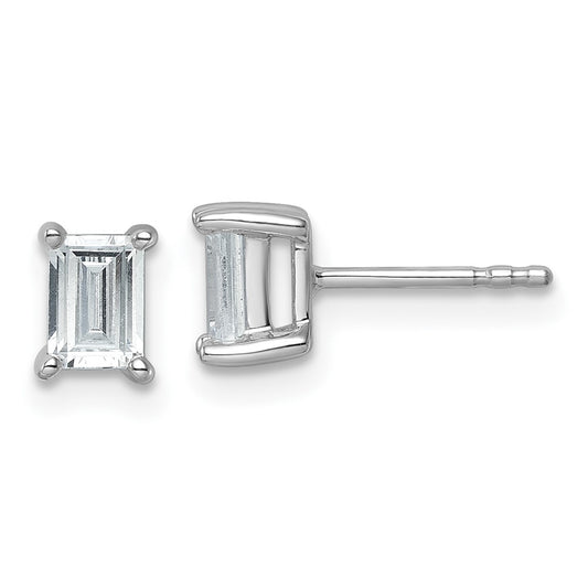 14k White Gold 1 ctw Lab Grown Diamond VS/SI+ G+ Emerald 4 Prong Heavy Wt. Stud Earrings