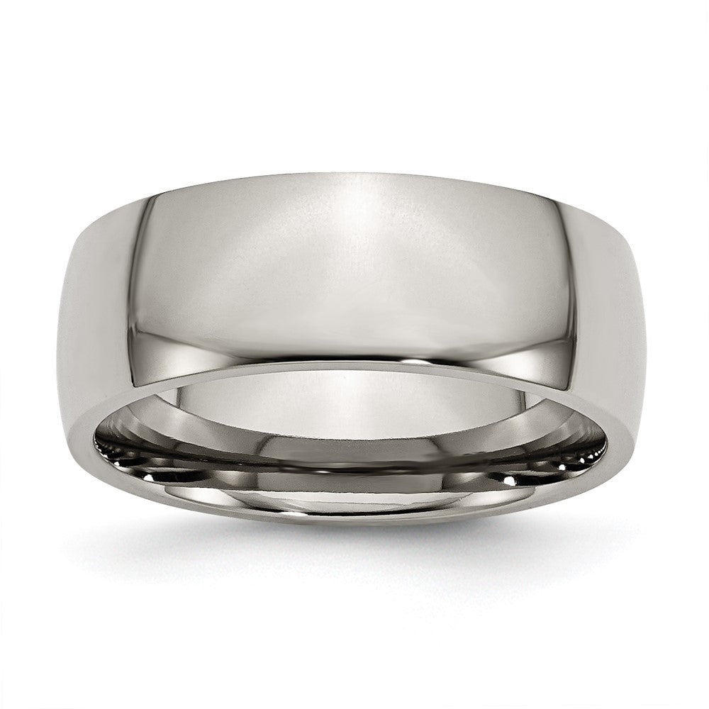 Titanium Polished 8mm Half Round Band Size - 8
