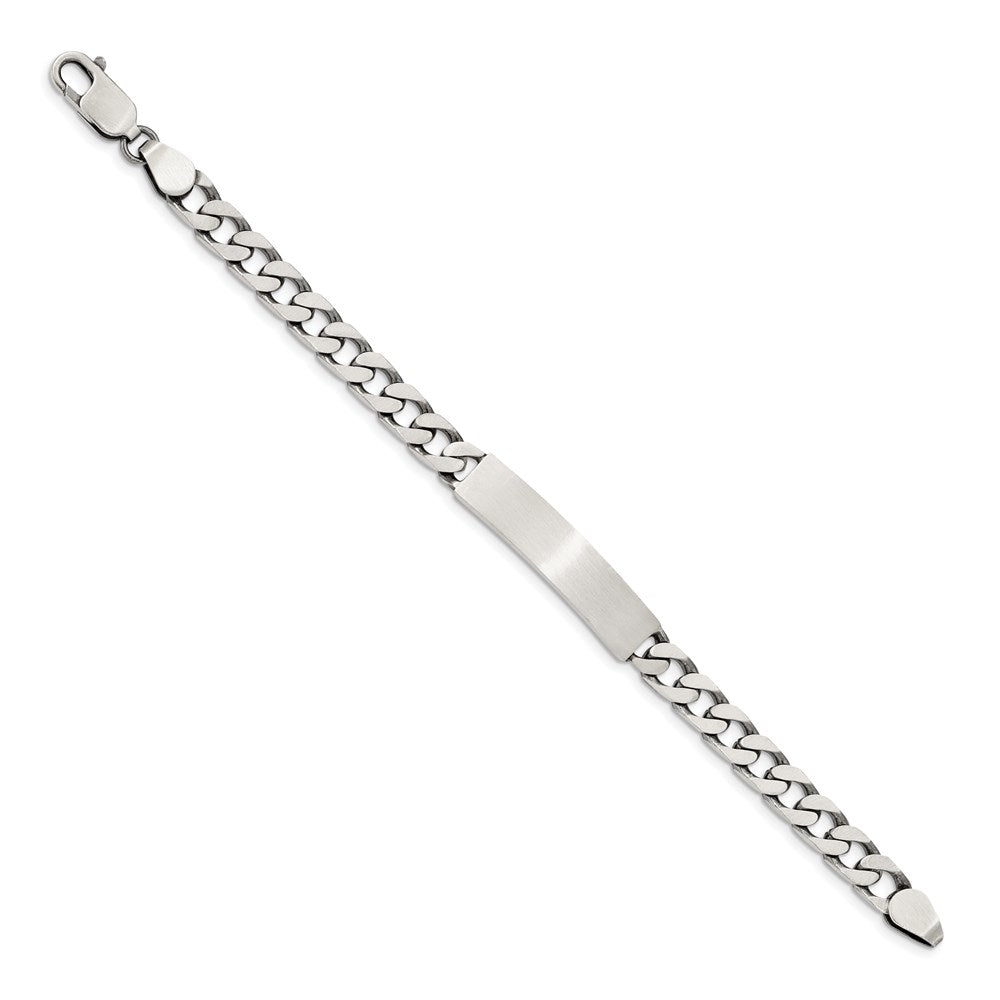 Sterling Silver 7inch Engraveable Antiqued Curb Link ID Bracelet 7 inches