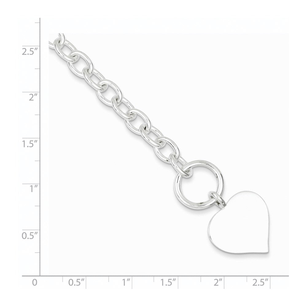 Sterling Silver Engraveable Heart Bracelet 7.5 inches