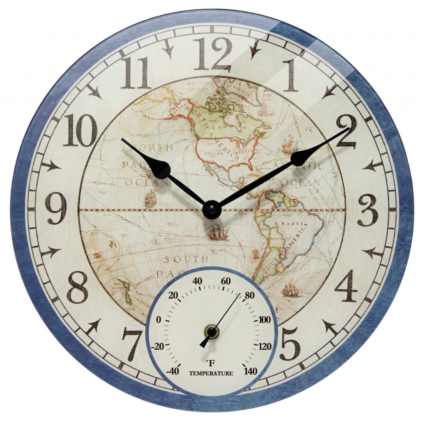 Infinity Instruments Orbis Blue Outdoor Transitional Analog Display 14-inch Wall Clock