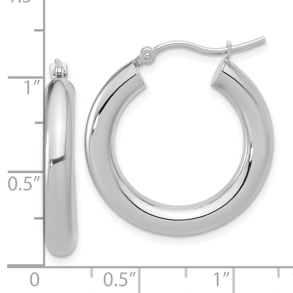 14K White Gold Polished Lightweight Hoop Earrings