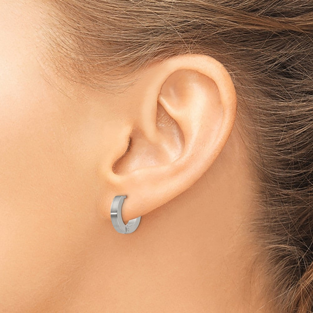 Stainless Steel Brushed and Polished 3mm Hinged Hoop Earrings