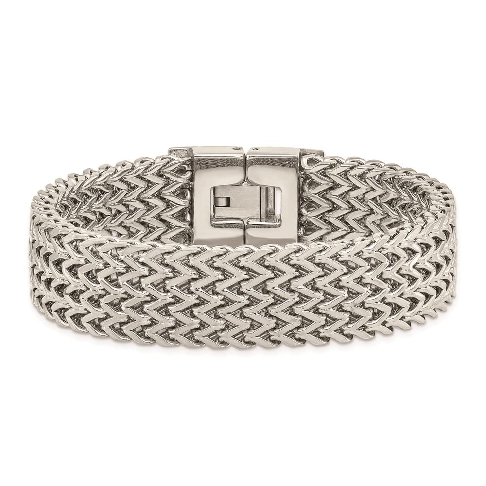 Stainless Steel Polished Woven 7.5in Bracelet 7.25 inches