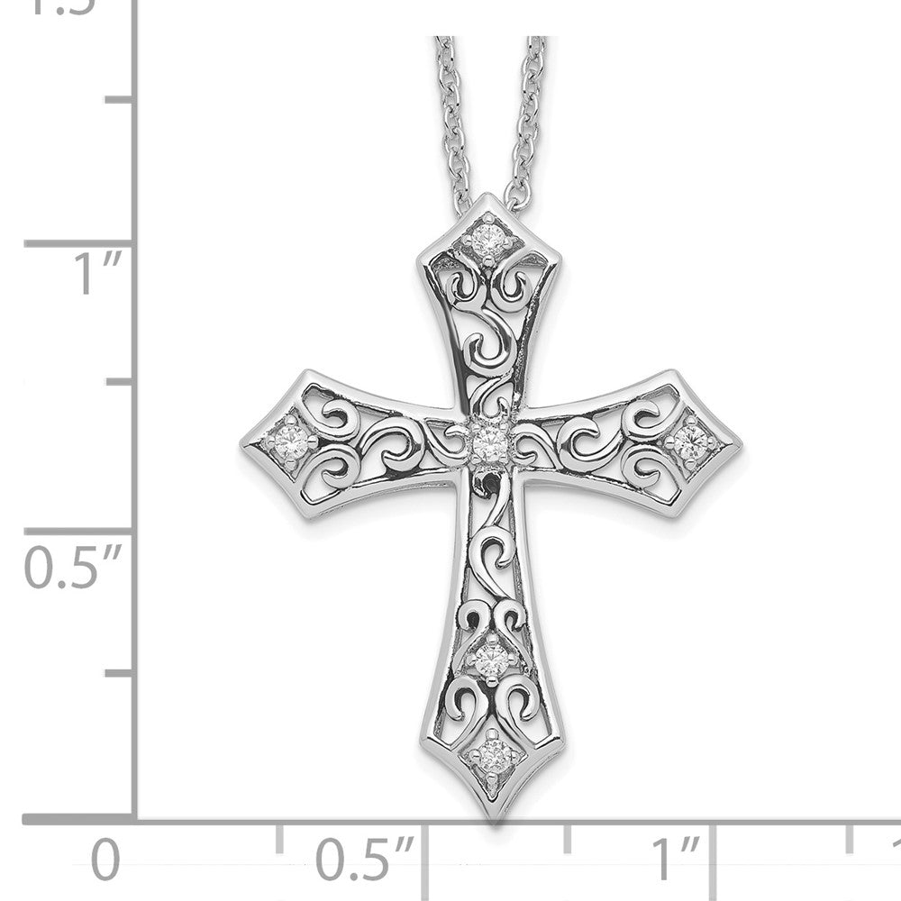 Sentimental Expressions Sterling Silver Rhodium-plated CZ I Still Believe 18in. Necklace 18 Inches
