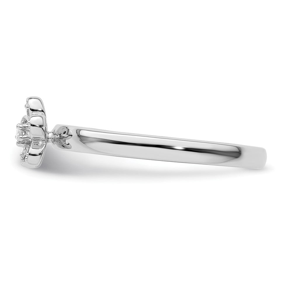 Sterling Silver Stackable Expressions Flower Diamond Ring Size -6