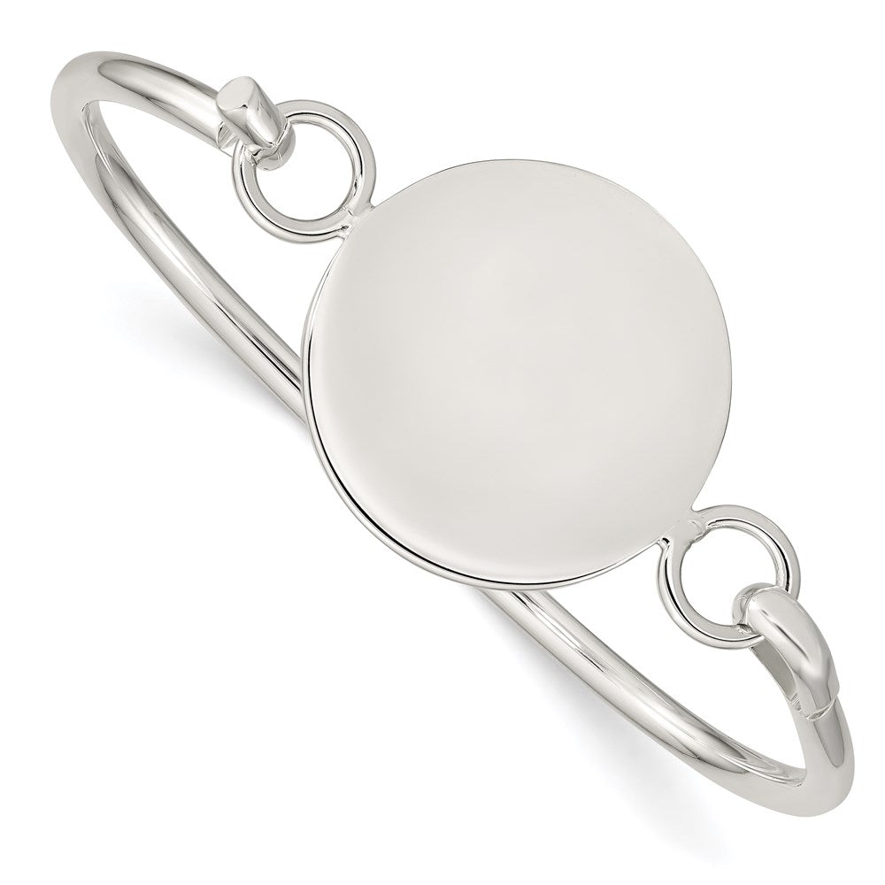 Sterling Silver Bangle w/Round ID Plate Bracelet 7 inches