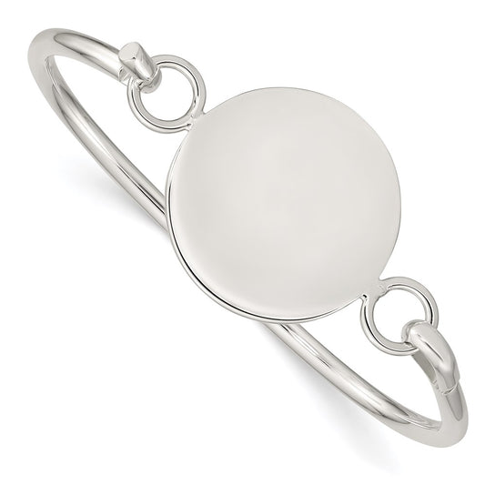 Sterling Silver Bangle w/Round ID Plate Bracelet 7 inches