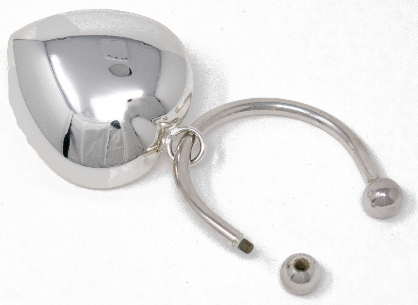 Silver Puffed Heart Horseshoe Screwball Keychain with Single-Side Easy-Open Key Holder&nbsp;