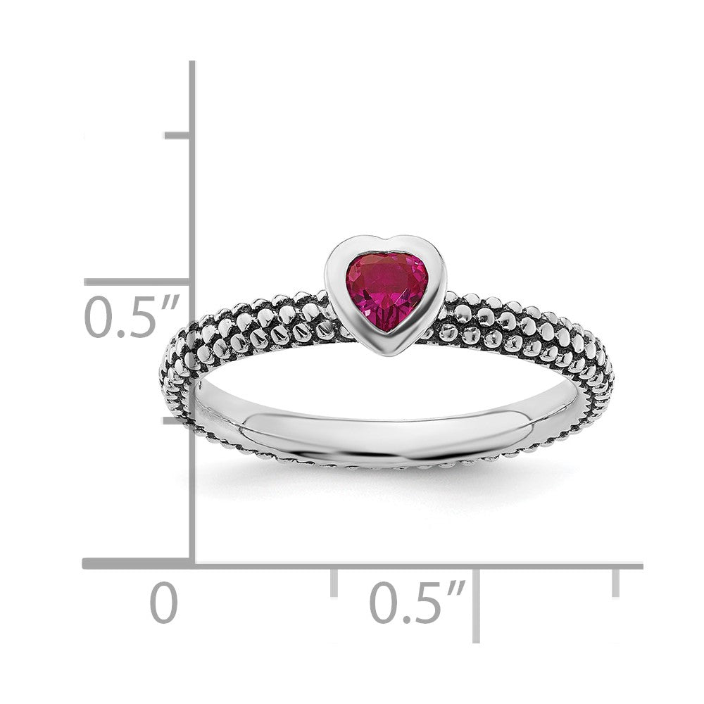 Sterling Silver Stackable Expressions Polished Cr.R Heart Ring Size -9