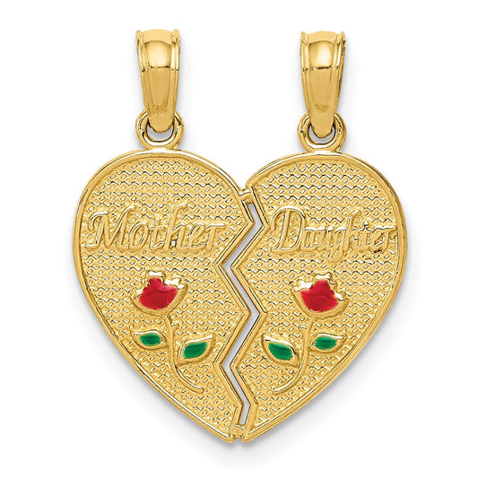 14k Enameled MOTHER - DAUGHTER Break-apart Pendant