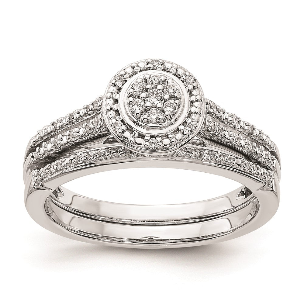 10k White Gold Halo Cluster 1/6 carat Diamond Complete Engagement Ring