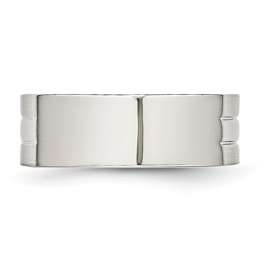 Stainless Steel Brushed and Polished Signet Ring Size - 10