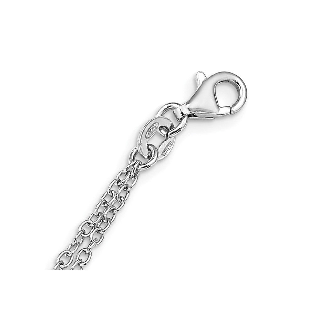 Sterling Silver Rhod-pl CZ Cross Multi-strand w/ 2in ext. Necklace