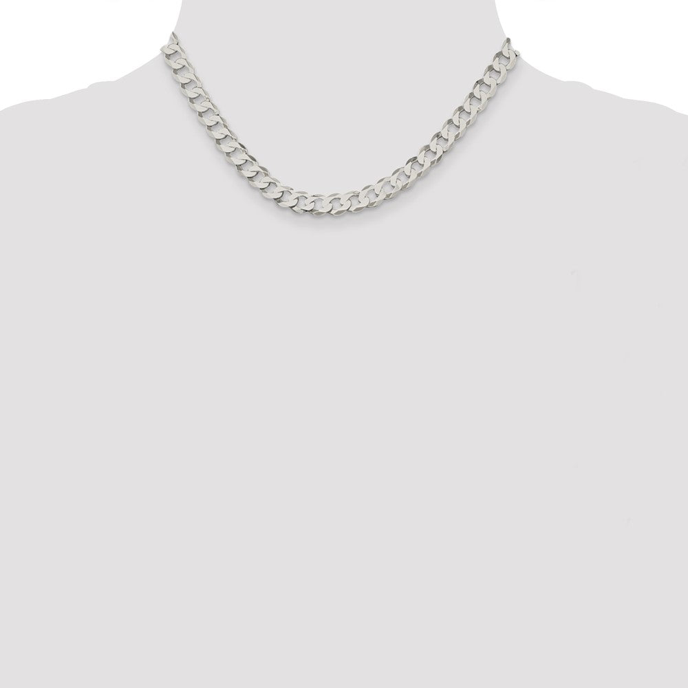 Sterling Silver 7.5mm Flat Curb Chain 16 Inches