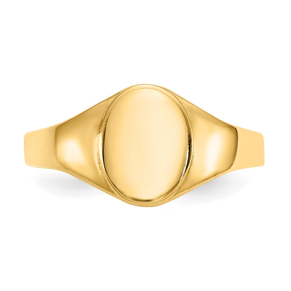 14k High Polished Oval Closed Back Baby Signet Ring Size 1