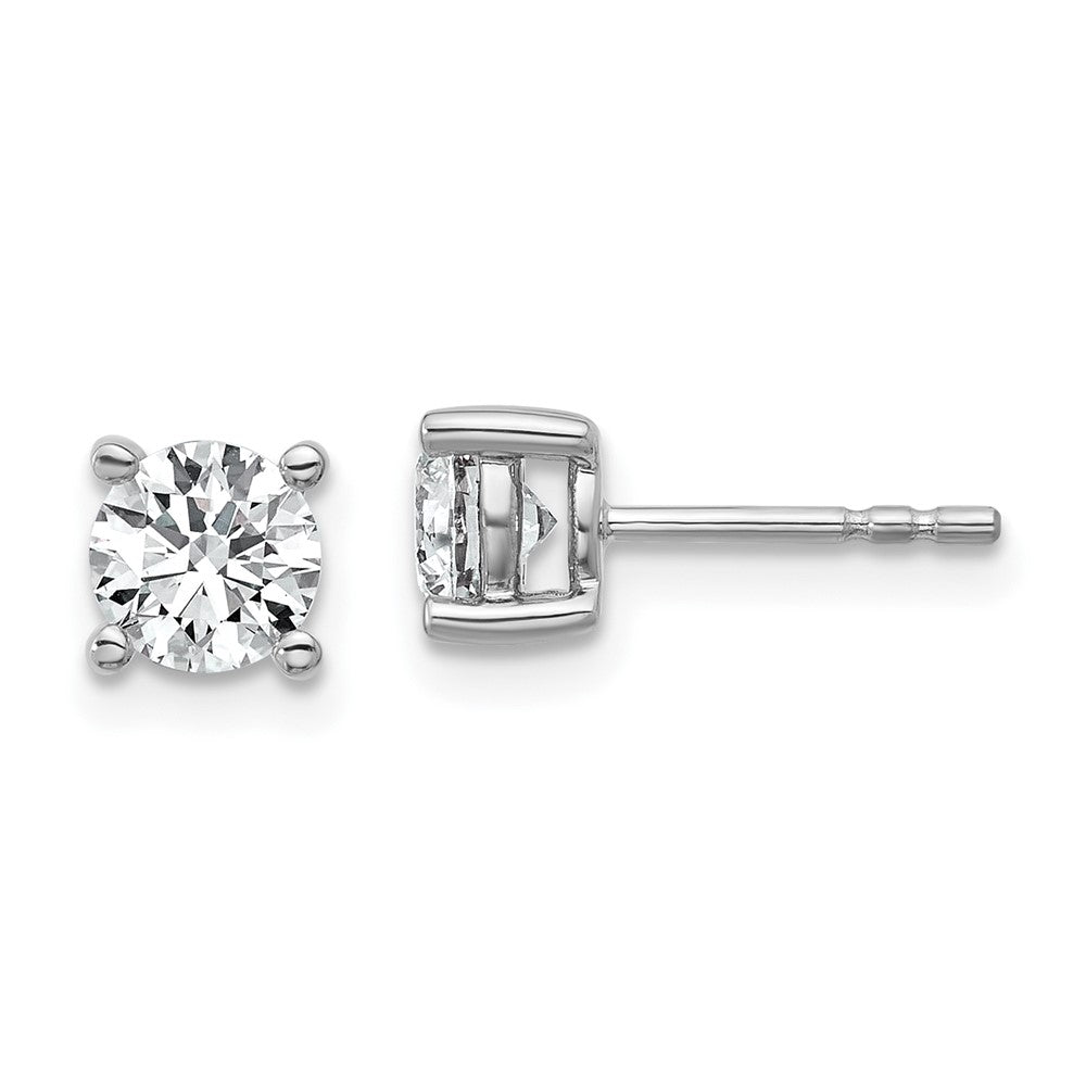 14k White Gold 1 ctw Lab Grown Diamond VS/SI+ G+ Round 4 Prong Heavy Wt. Stud Earrings