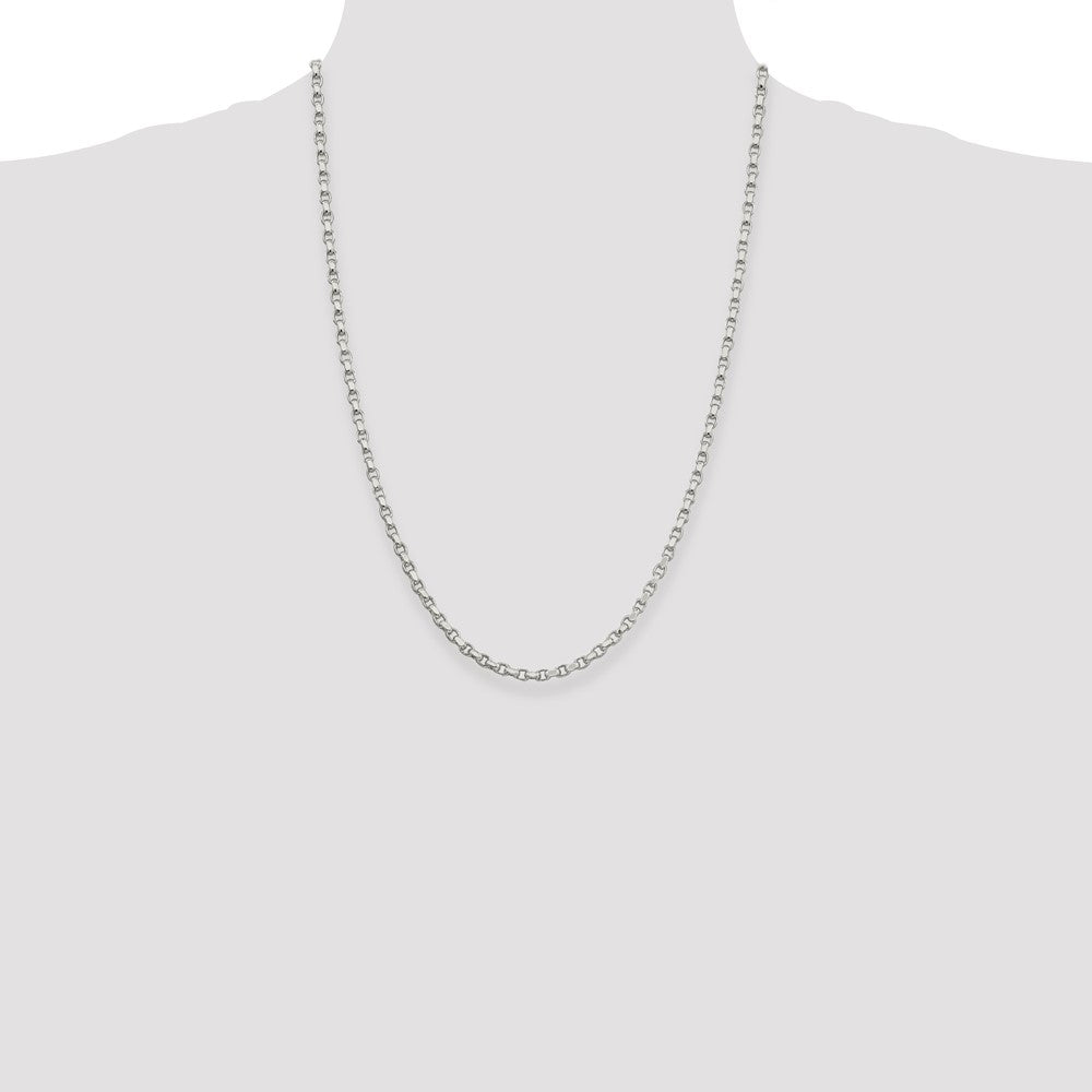 Sterling Silver 3.5mm Diamond-cut Rolo Chain 24 Inches