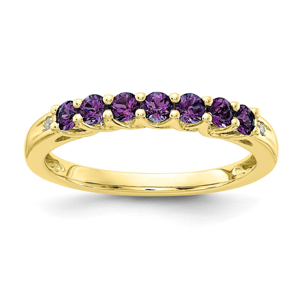 10k Yellow Gold Amethyst & Diamond Ring